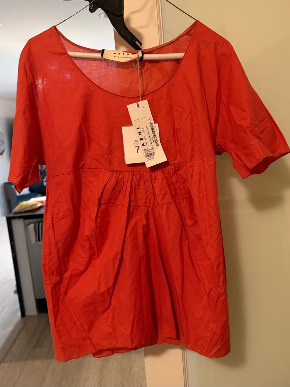 Marni Red Short-Sleeve Tunic Top